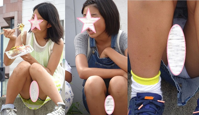 芋JC風モデル かわいい生P 座りパンチラ画像セット12