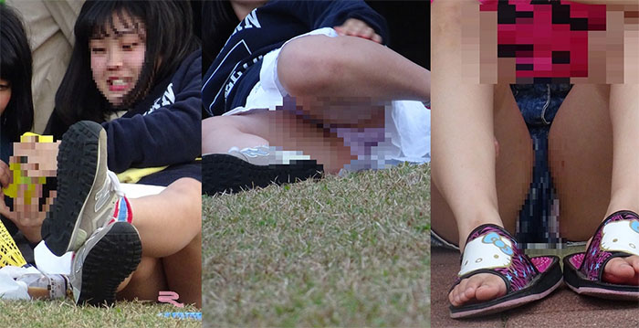 私服JCK風モデル　座りパンチラ＋ハミパン画像セット03