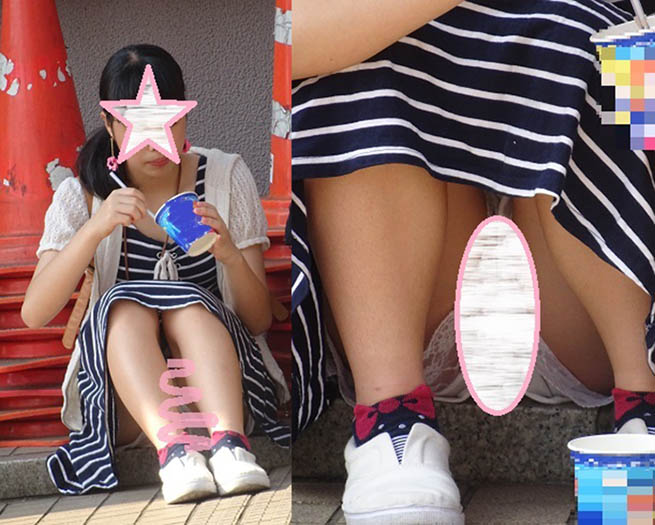 若いCちゃん風モデル パンチラ+ハミ毛 座りパンチラ画像セット18