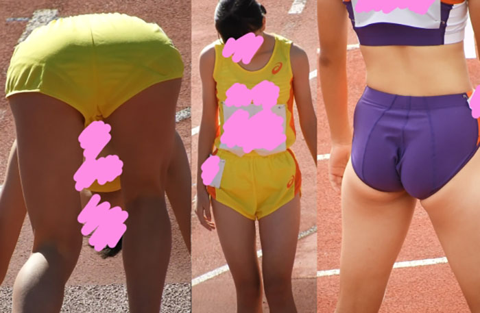 【4Kエンコ】ぱんつガン透け胸チラJ〇ちゃん＋プリプリ爆尻食い込みJ〇ちゃん【陸上美少女粘着撮り009】