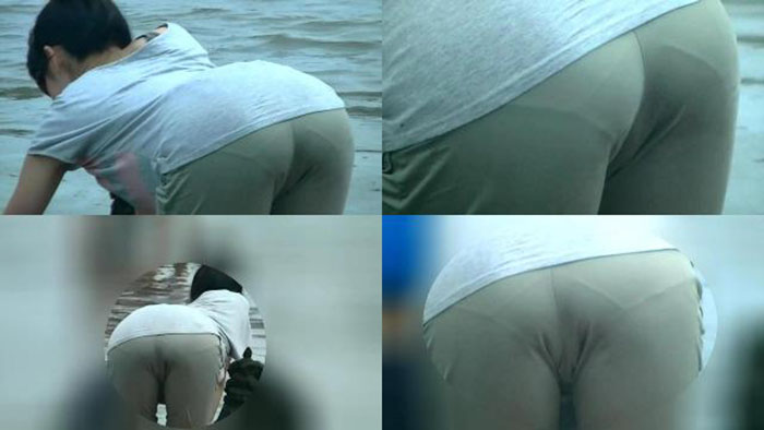 【再販】砂遊びに夢中の若ママ、お尻突き出しすぎてパンティラインが