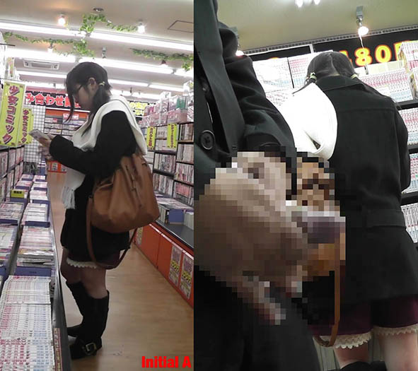 古本屋で盗撮された上、ぶっかけられた眼鏡っ子 他